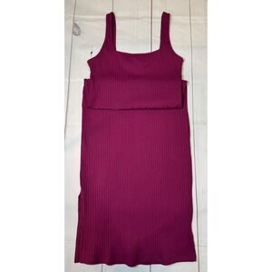 Burgandy Sleeveless Midi Dress / Medium / Sku0006